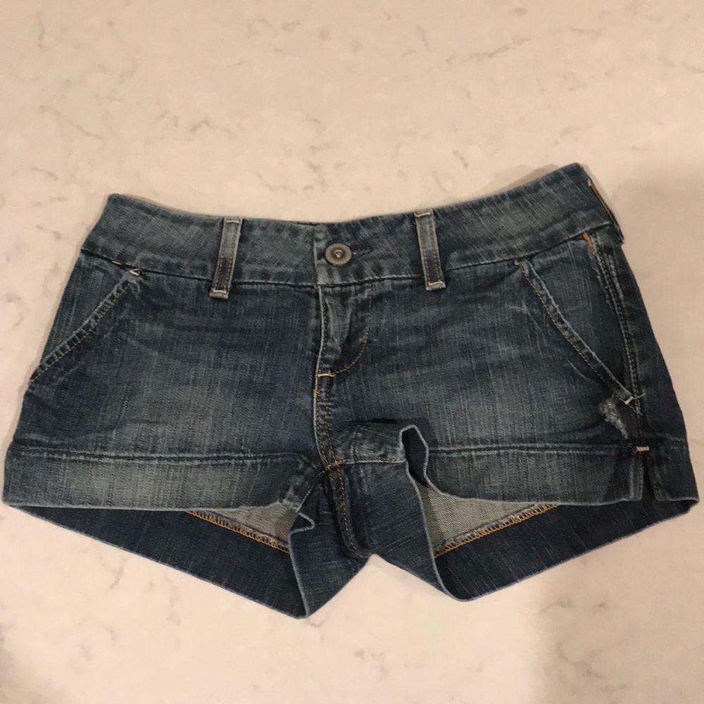 AE American Eagle Dark Denim Prep Shorts